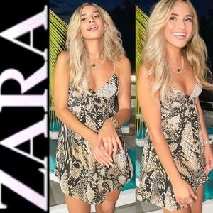 New NWT Zara Snake Print Babydoll Dress Top